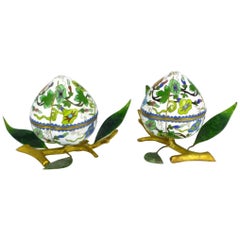 Vintage Pair of Chinese Cloisonné Enamel Peach-Form Box and Cover, circa 1910-1940