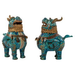 Used Pair Chinese Cloisonné Fu Dogs