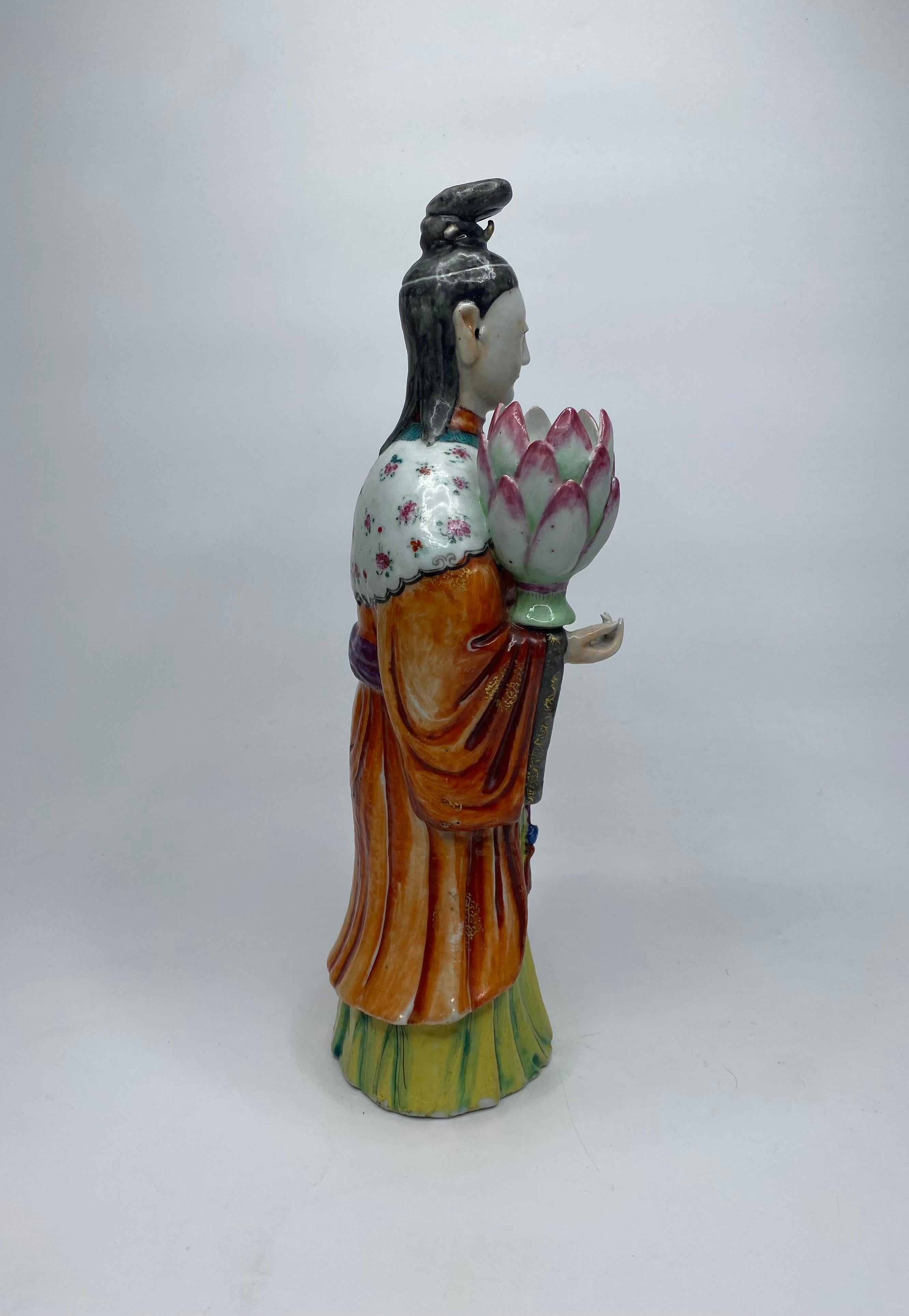Pair Chinese Court Lady candlesticks, c. 1760, Qianlong. For Sale 9
