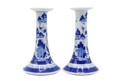 Pair of Chinese Export 'Canton' Candlesticks