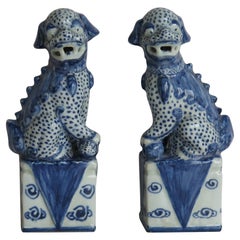 PAIR Chinese Export Foo Lion Dogs Porcelain Hand painted, circa 1920