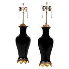 Paire de lampes noires d'exportation chinoise