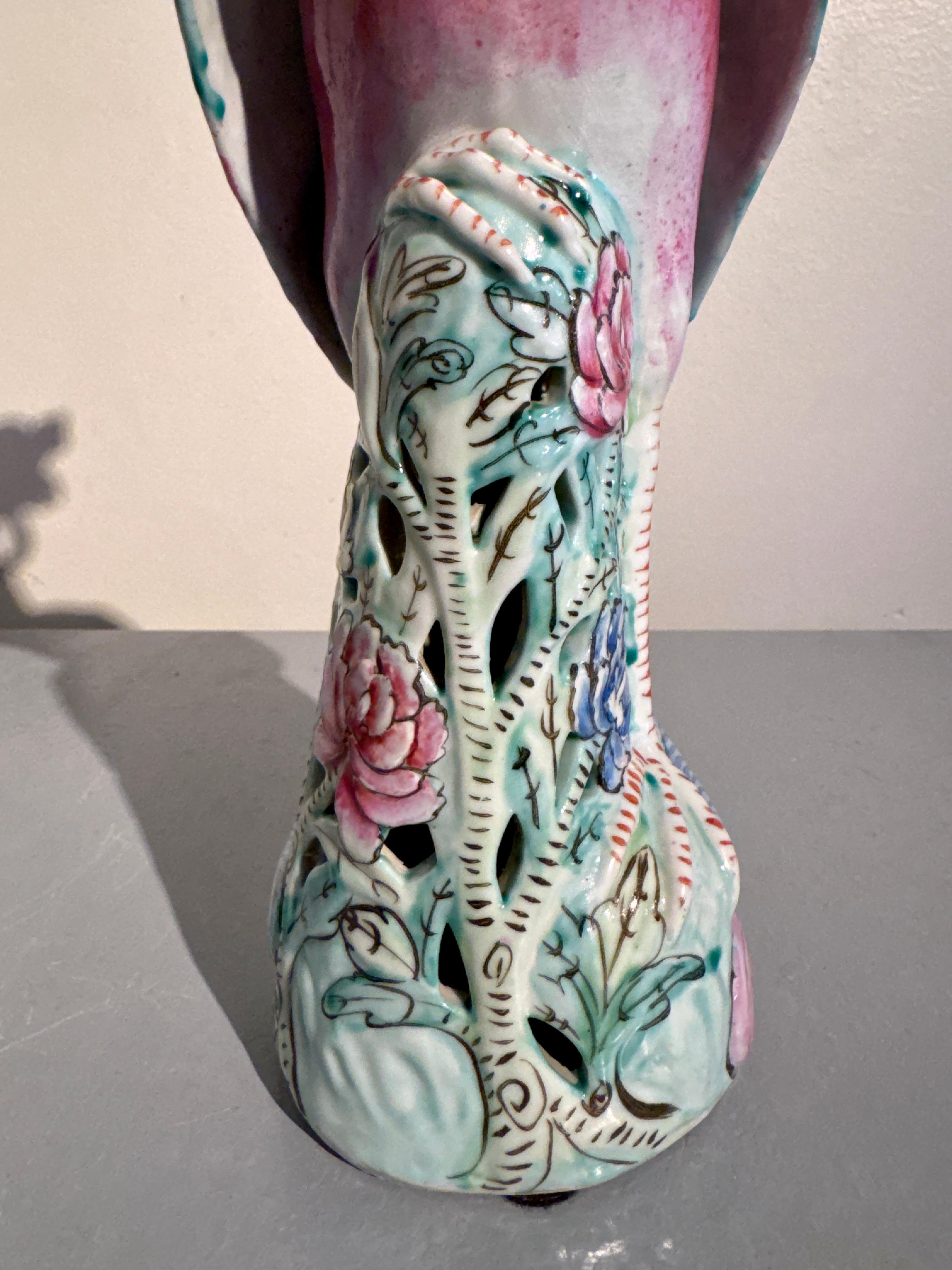 Pair Chinese Export Phoenixes, Famille Rose Porcelain, Republic Period, China For Sale 5