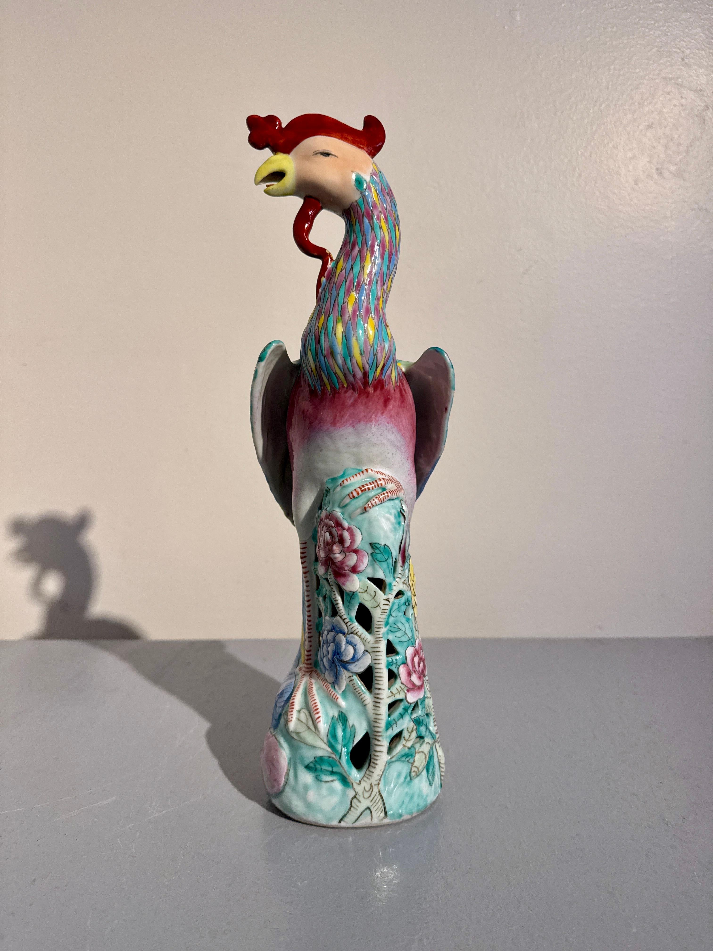 Pair Chinese Export Phoenixes, Famille Rose Porcelain, Republic Period, China For Sale 7