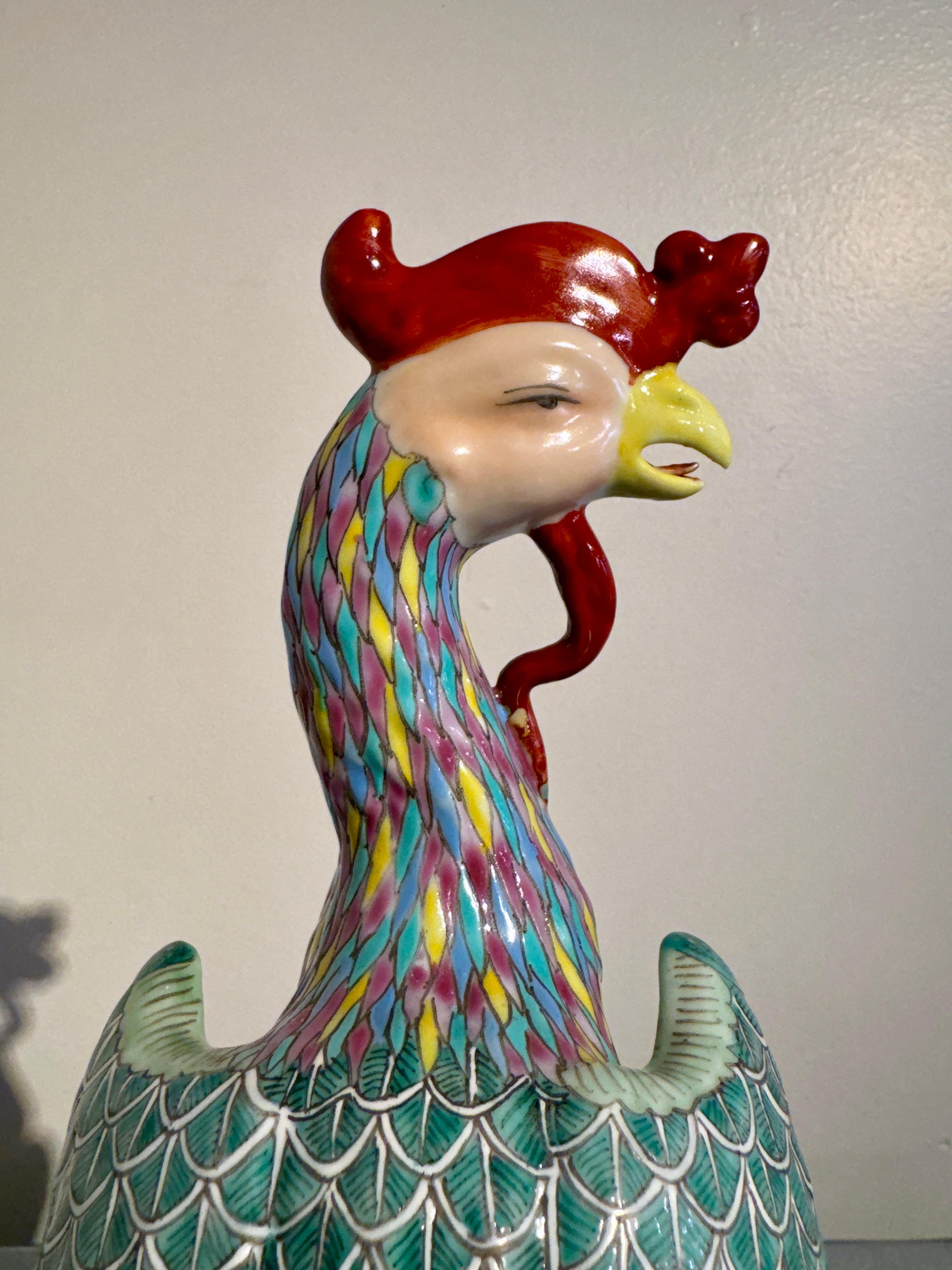 Pair Chinese Export Phoenixes, Famille Rose Porcelain, Republic Period, China For Sale 9