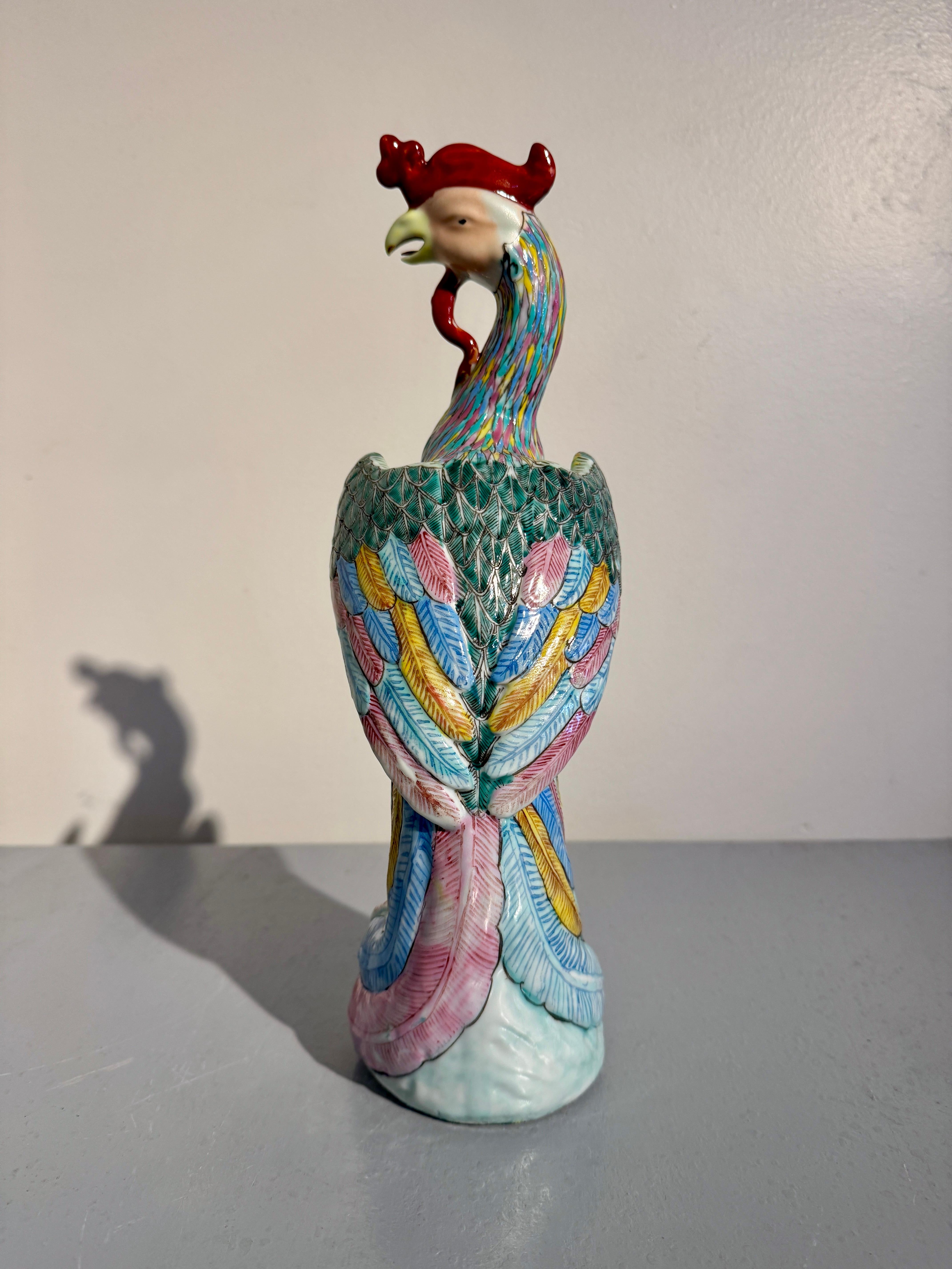 Pair Chinese Export Phoenixes, Famille Rose Porcelain, Republic Period, China For Sale 2
