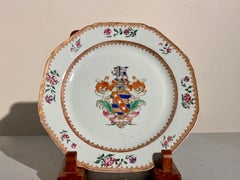 Pair Chinese Export Porcelain Permbridge Armorial Plates, mid 18th c, China