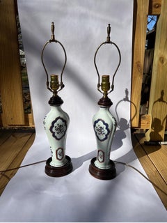 Pair, Chinese Export Style Porcelain Table Lamps Colonial Williamsburg