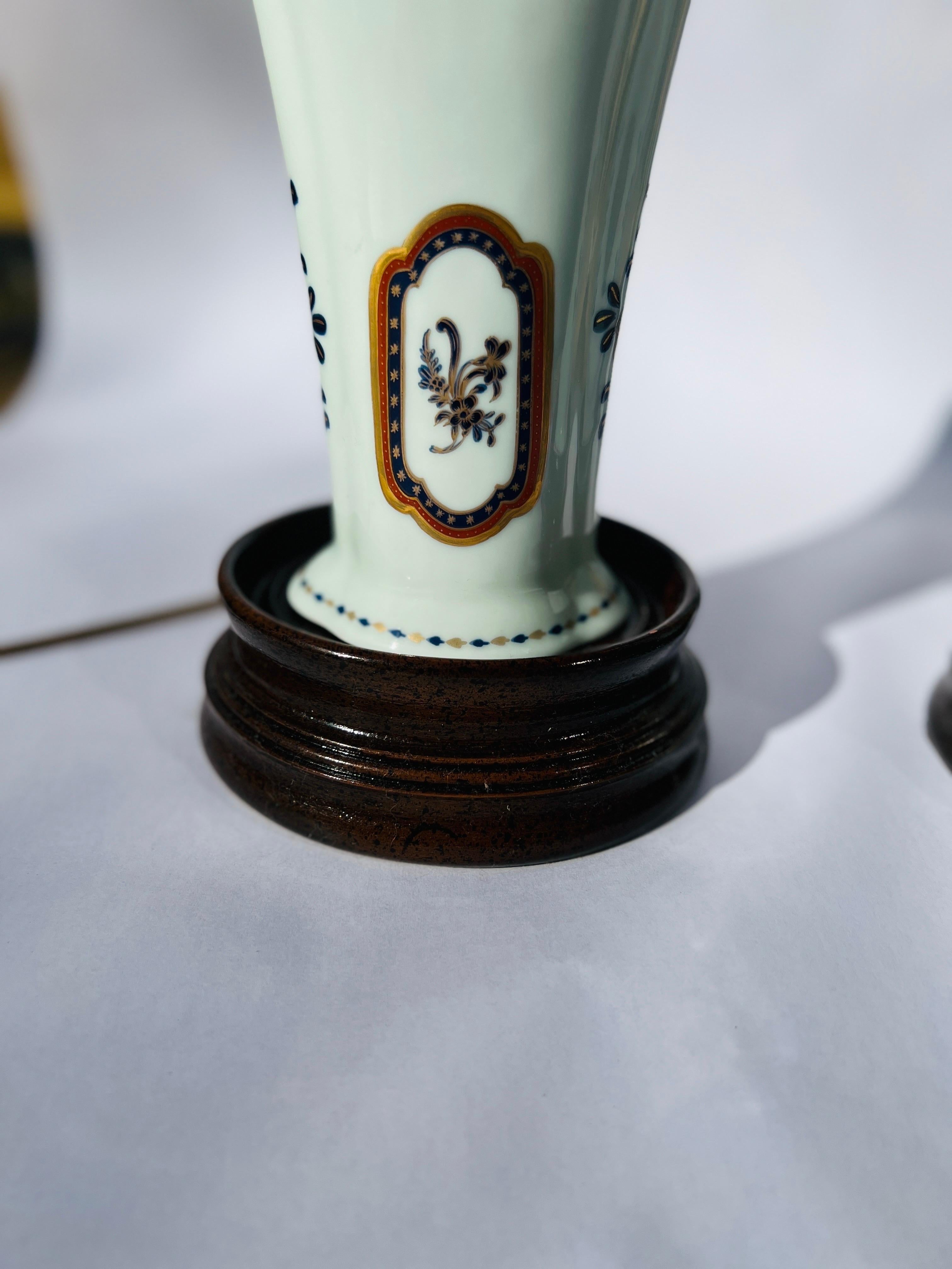 Porcelaine Paire de lampes de bureau en porcelaine de style chinois d'exportation Colonial Williamsburg en vente
