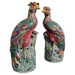 Chinese Famille Rose Porcelain Phoenix, Republic Period Early 20th Century, Pair