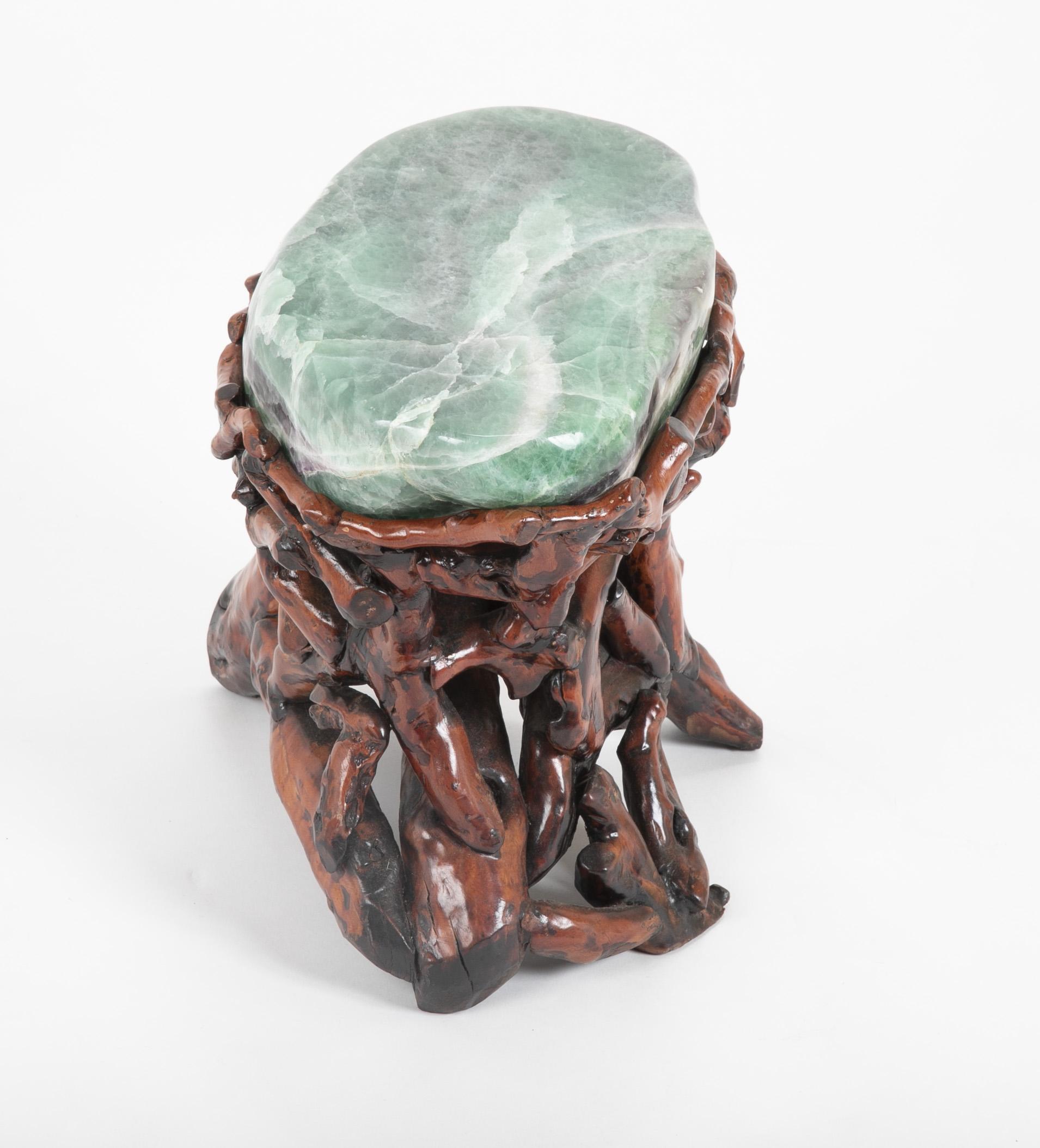 Pair of Chinese Fluorite Root Stools In Good Condition In Stamford, CT