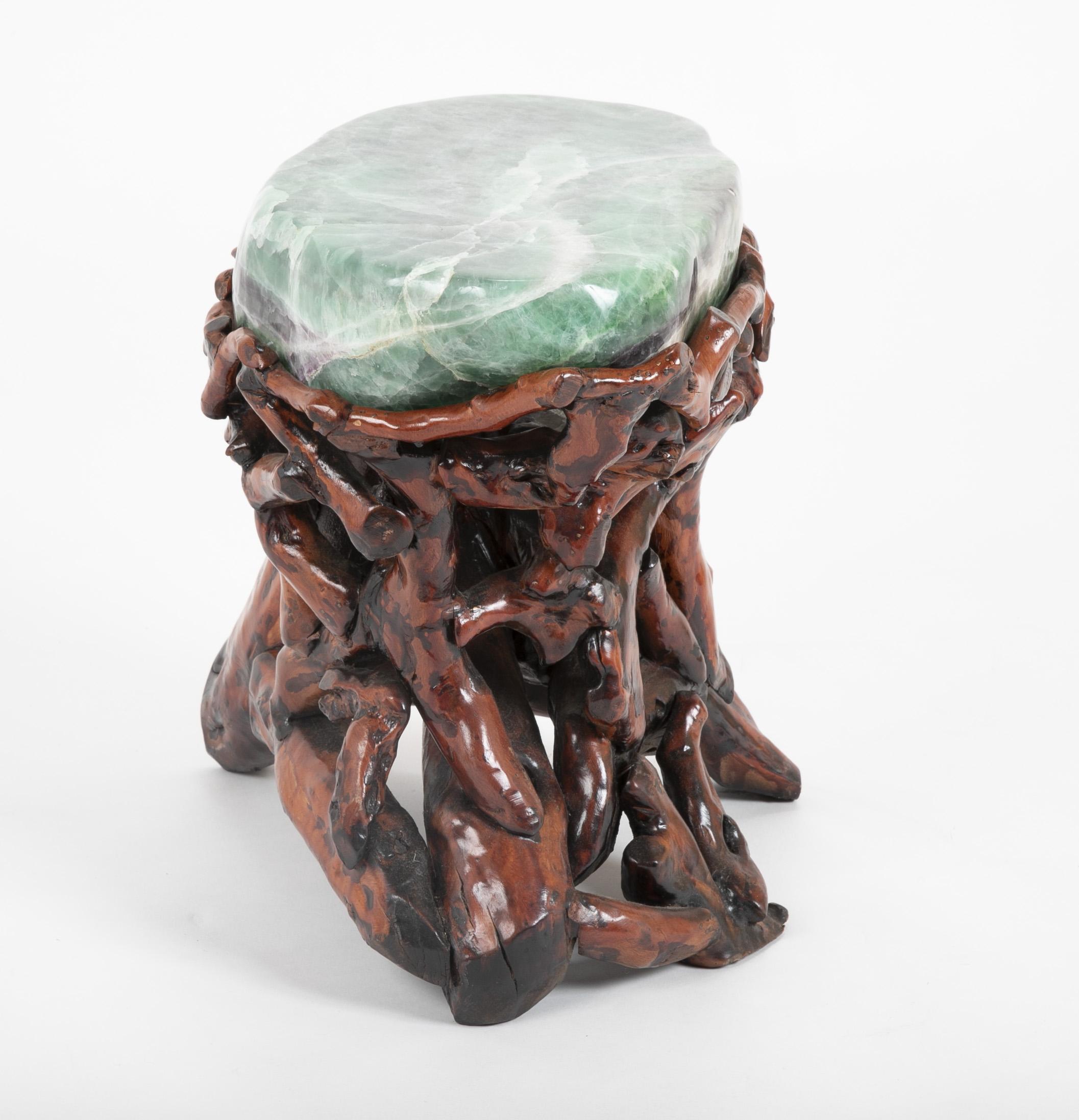 20th Century Pair of Chinese Fluorite Root Stools