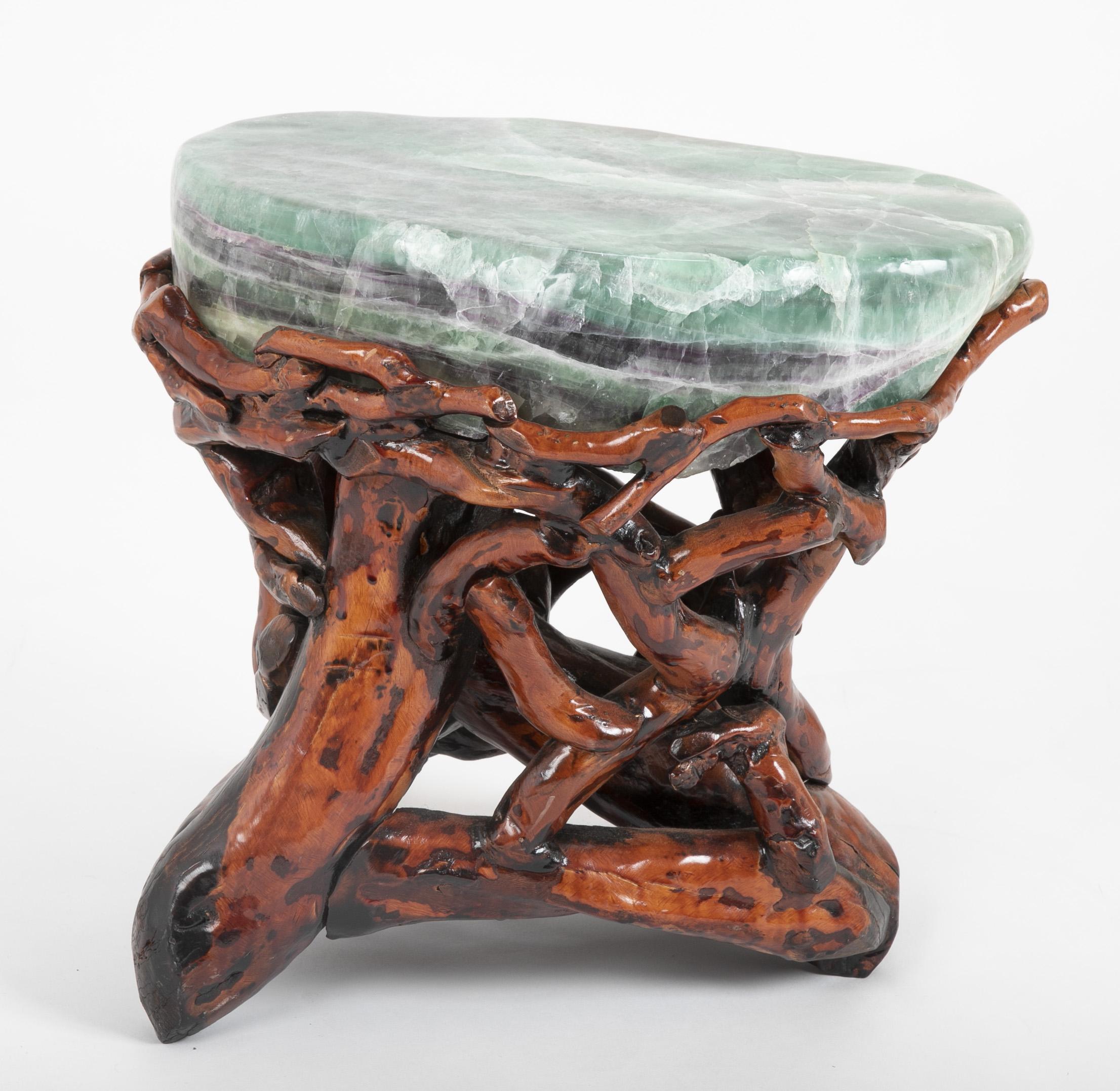 Stone Pair of Chinese Fluorite Root Stools