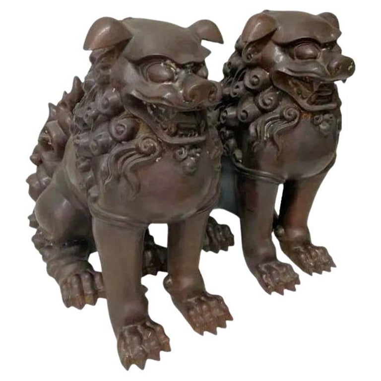 Pair Chinese Foo Lion Figures For Sale at 1stDibs