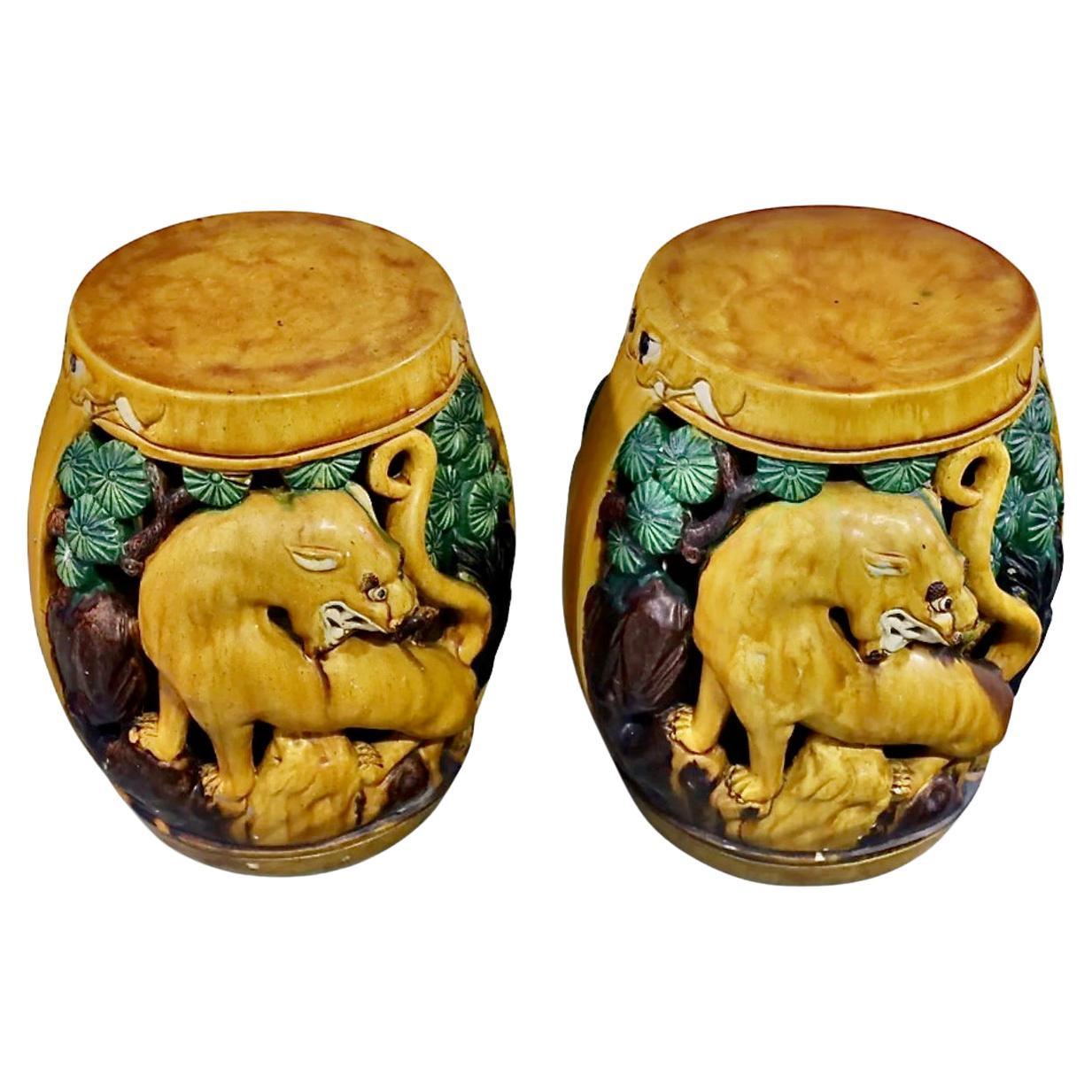 Pareja de asientos chinos de jardín, mediados del siglo XX