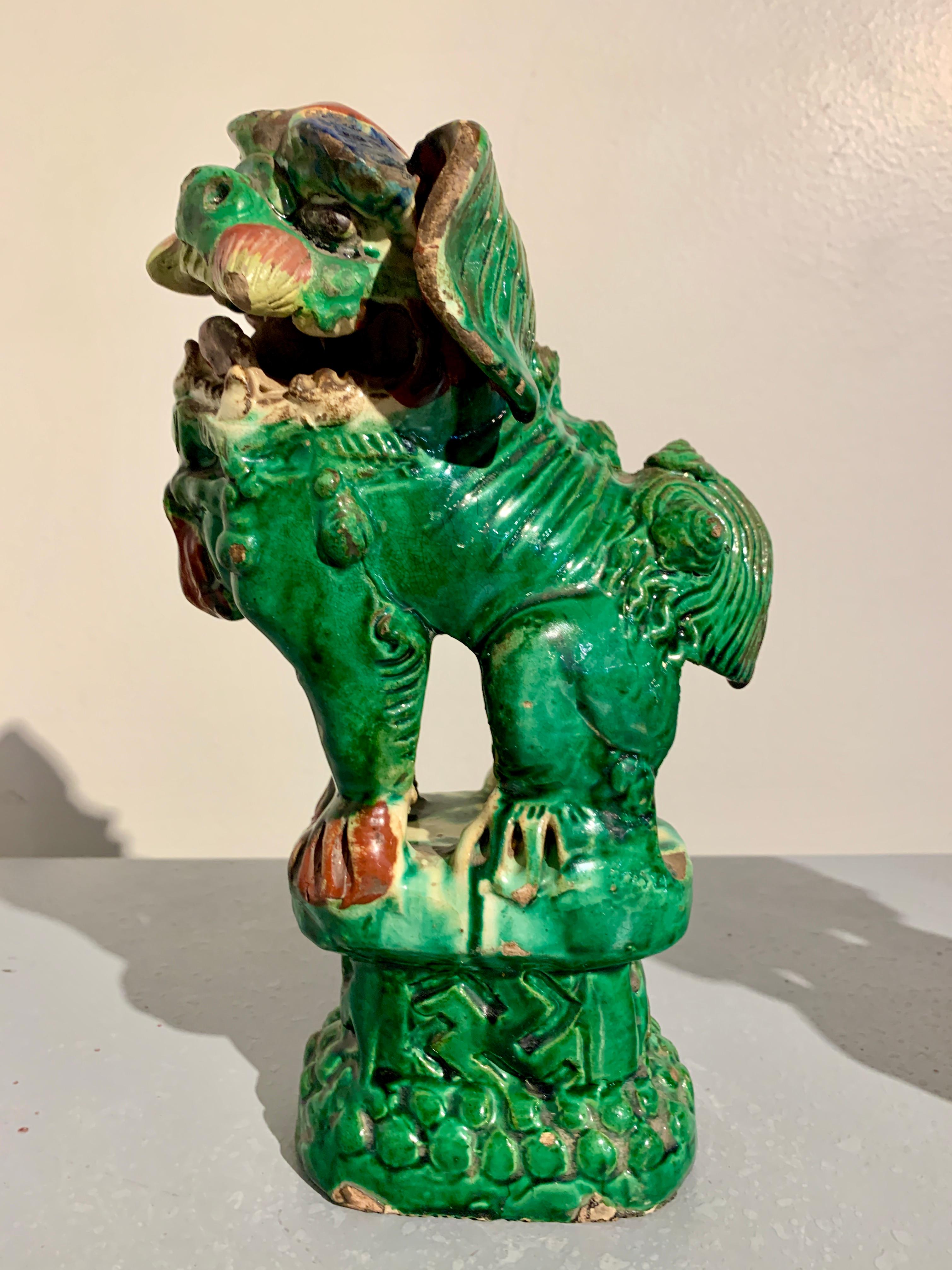 Pair Chinese Green Glazed Foo Dogs, Qing Dynasty, circa 1900, China 5
