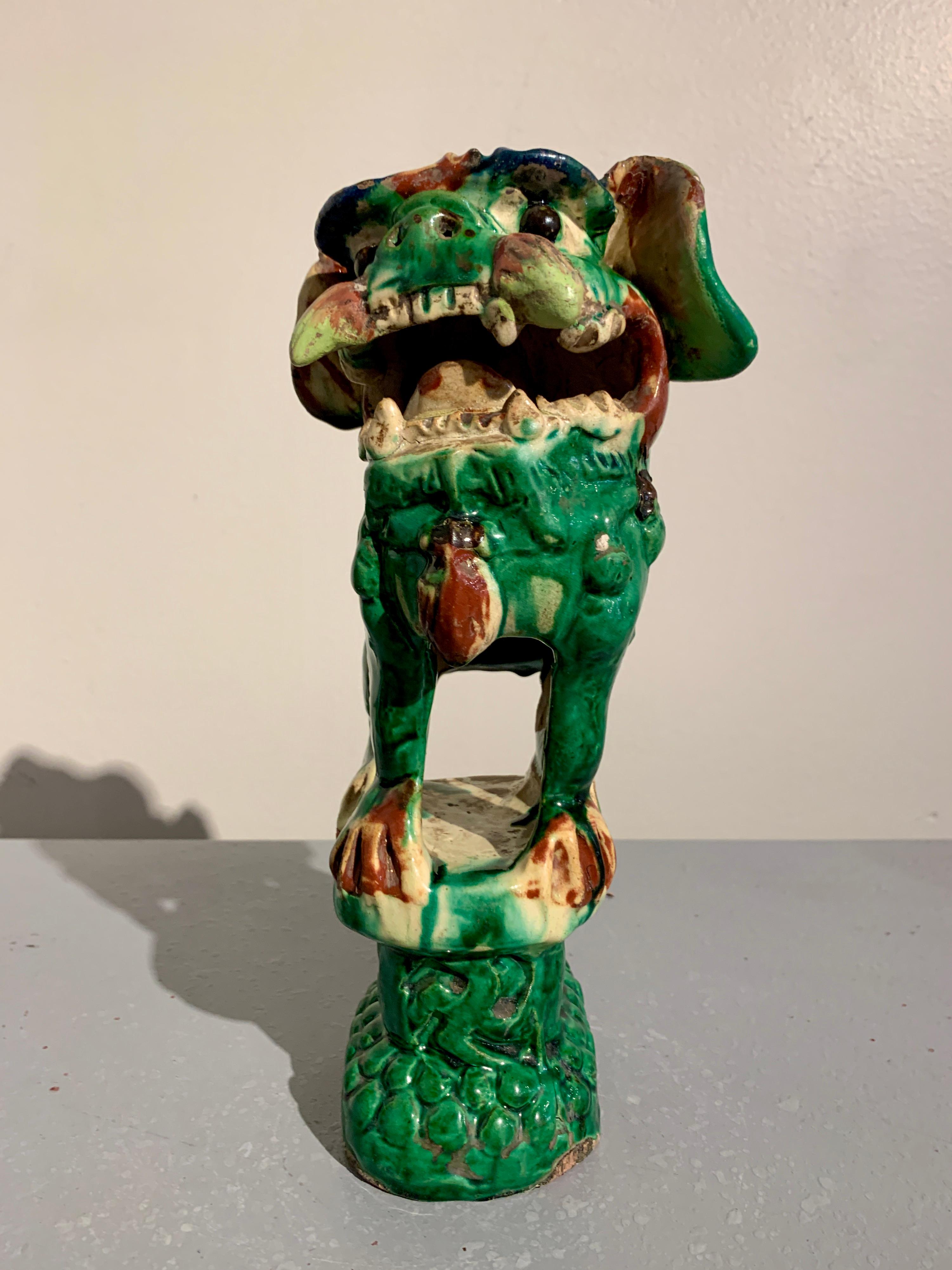 Pair Chinese Green Glazed Foo Dogs, Qing Dynasty, circa 1900, China 7