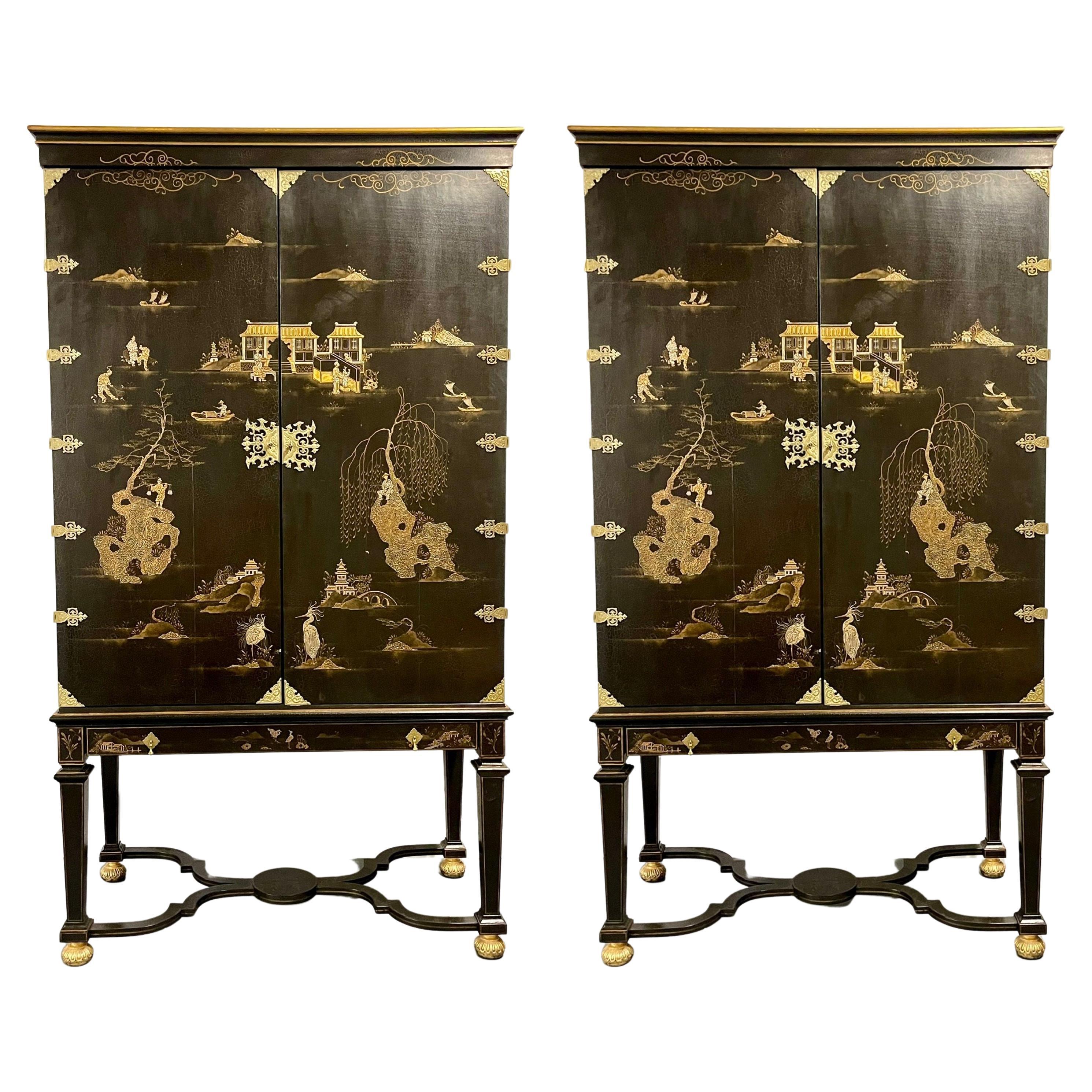 Pair Griswold Cabinets, Armoire's, Dessin Fournir, Chinoiserie, Palatial For Sale