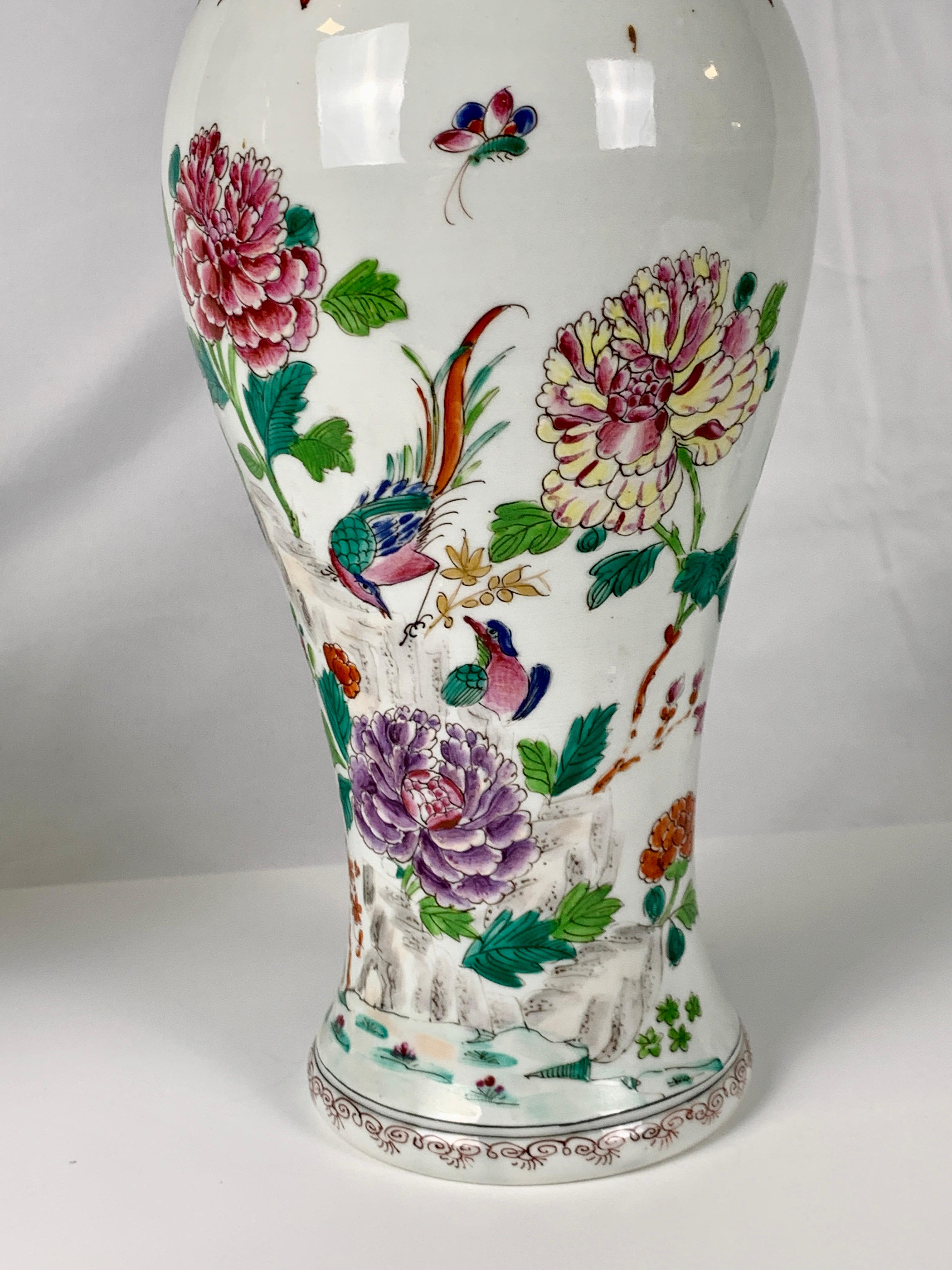 Pair of Chinese Porcelain Mantle Vases in the Famille Rose Palette 4