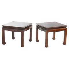 Pair Chinese Inlaid Rosewood Low Side Tables 20th C