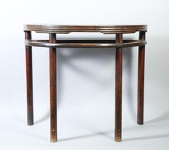 Pair Chinese Lacquer Demilune Tables, Qing Dynasty