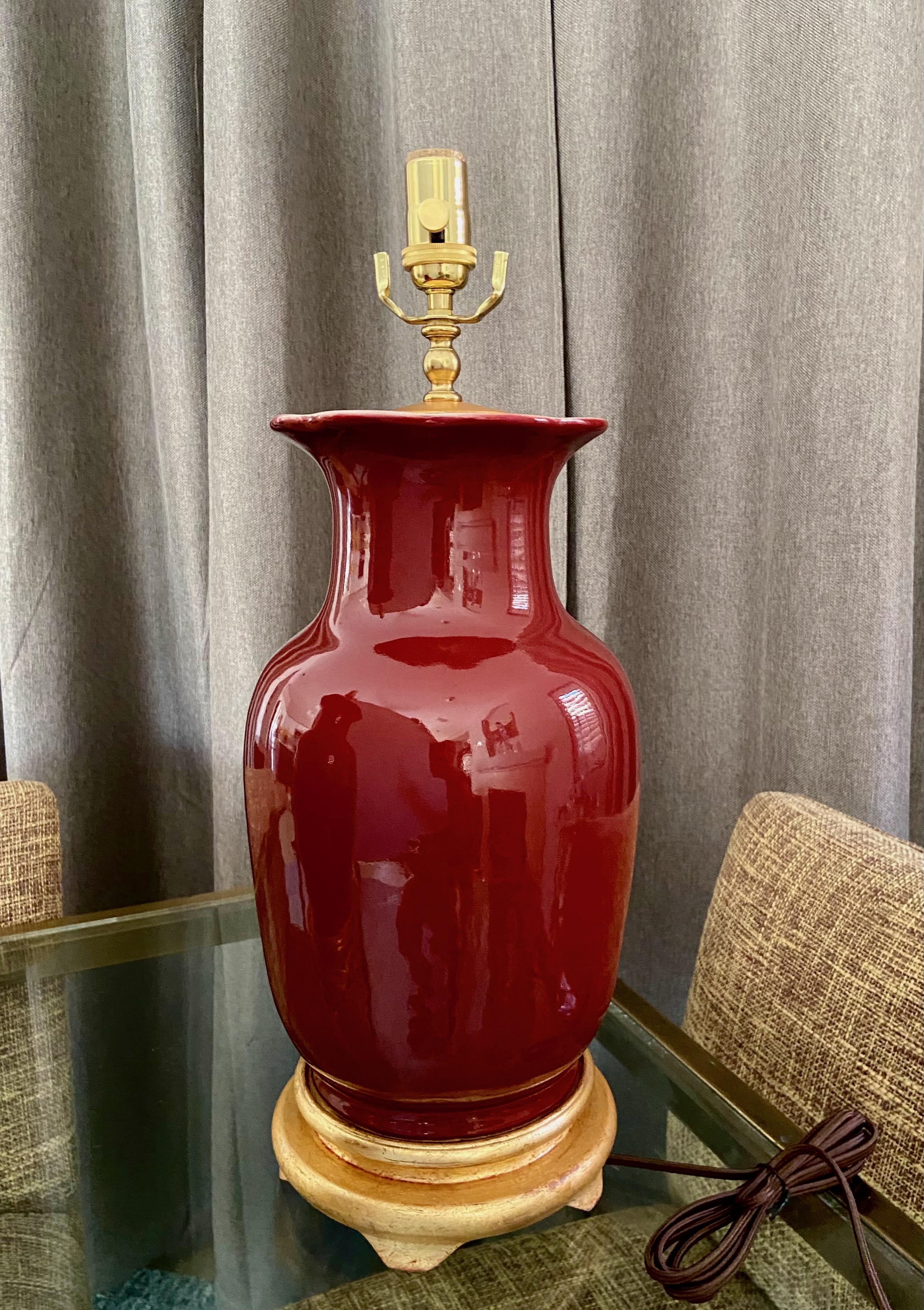 Pair Chinese Oxblood Porcelain Table Lamps 2