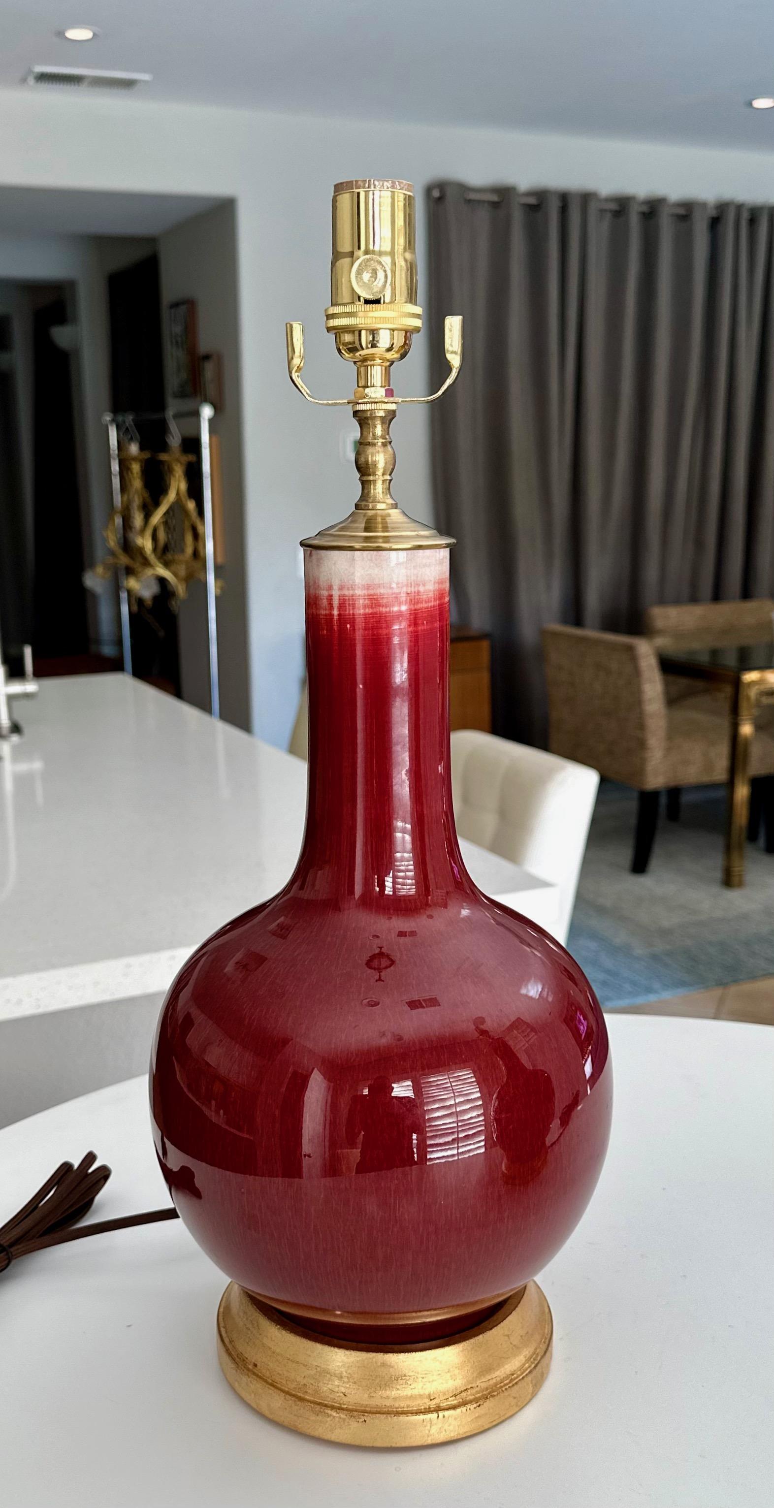 Pair Chinese Oxblood Porcelain Table Lamps 2