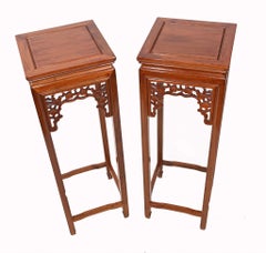 Pair Chinese Pedestal Stand Tables Asian Interiors