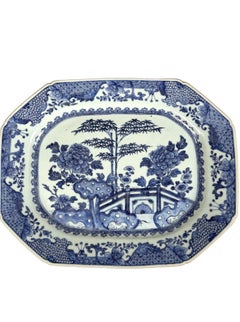Pair Chinese Platters Blue and White 18th Century Qianlong Circa 1770