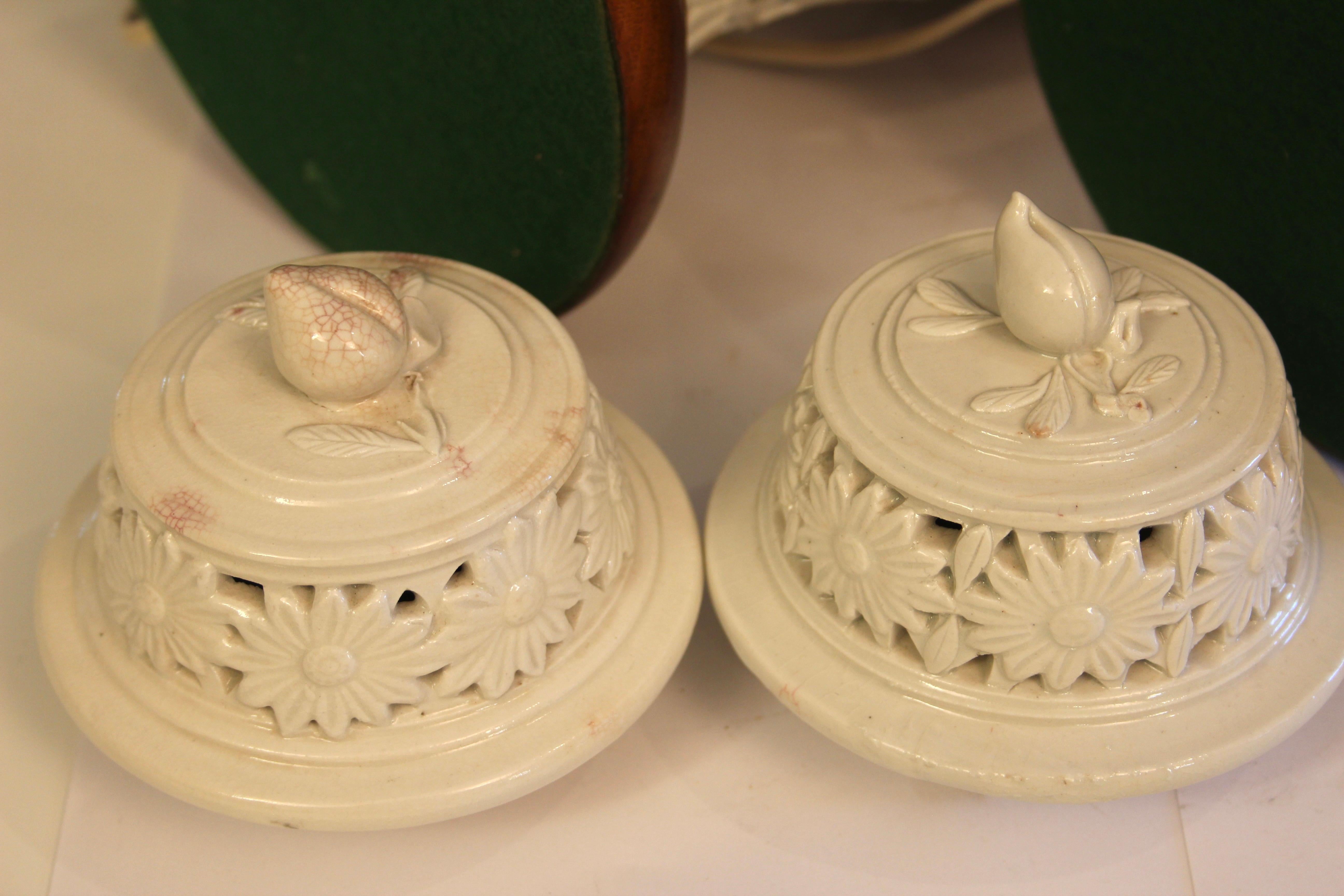 Mid-20th Century Pair Chinese Porcelain Antique Vases Lamps Garniture Old Vintage Blanc de Chine