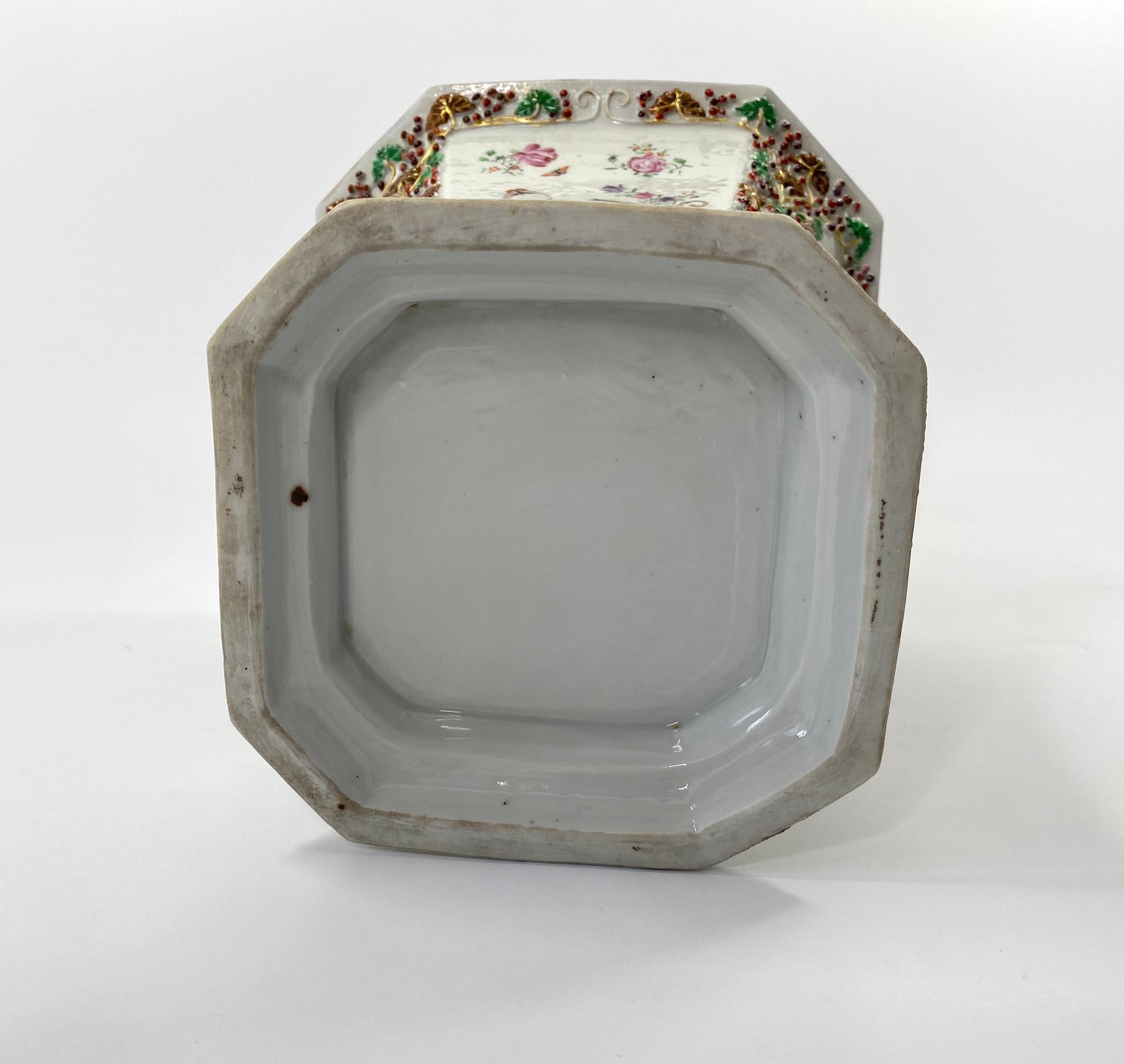 Pair Chinese Porcelain Bough Pots & Covers, c. 1760, Qianlong Period 11