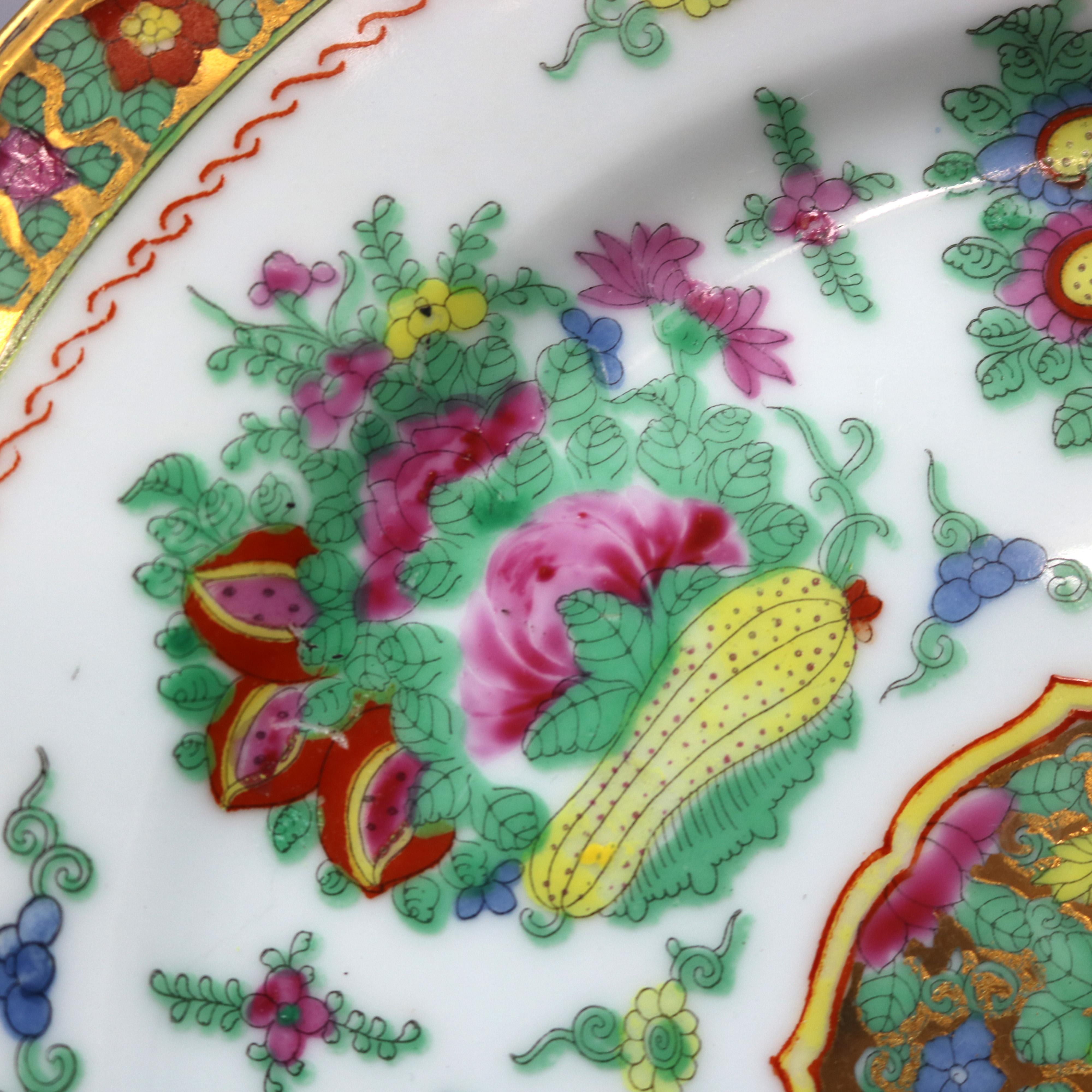 Pair of Chinese Porcelain Floral and Gilt Plates, Signed, 20th Century 2