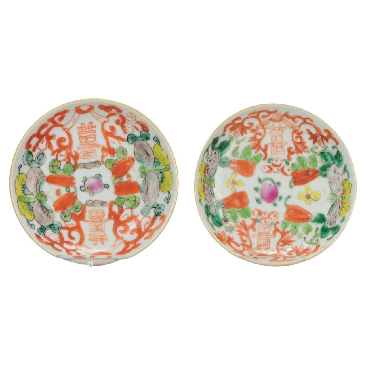 Pair Chinese Porcelain Kitchen Ch'ing Qing Plates South East Asia Market, 19th C For Sale