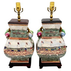 Pair Chinese Porcelain 'Thirteen Factories' Vases, Now as Lamps