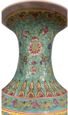 Pair Chinese Porcelain Vases Famille Rose Baluster China