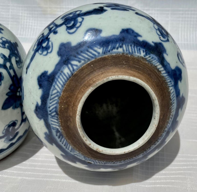 Pair of Chinese Qing Kangxi Blue & White Shou Ginger Jars, 18th Century For Sale 2