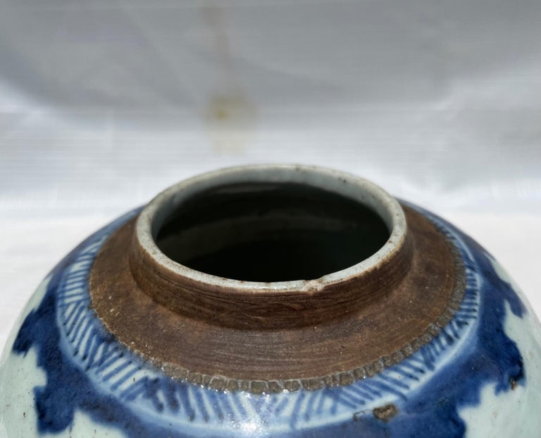 Pair of Chinese Qing Kangxi Blue & White Shou Ginger Jars, 18th Century For Sale 3