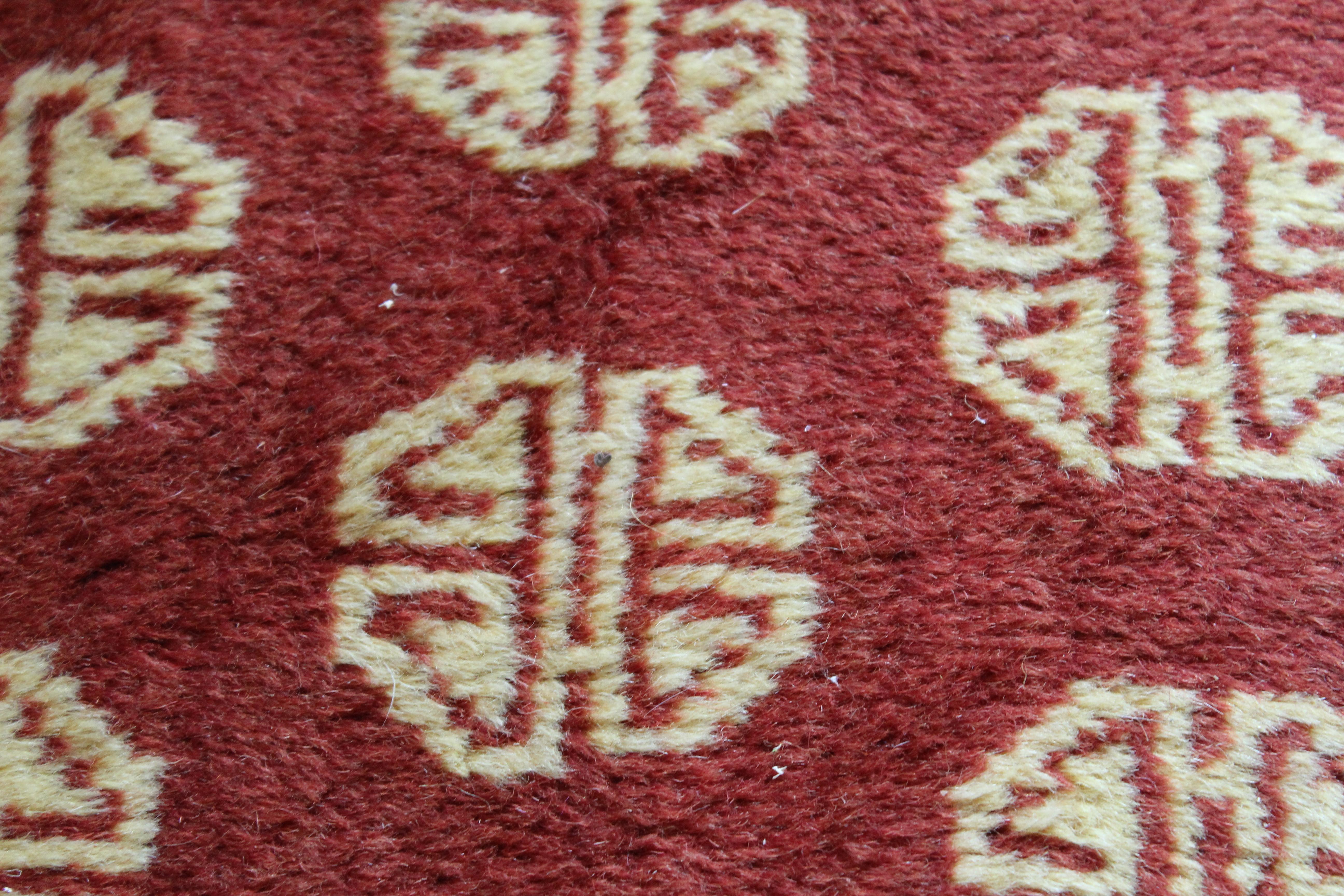 Pair of Chinese Red Geometric Design Rugs, circa 1930 In Good Condition For Sale In London, GB