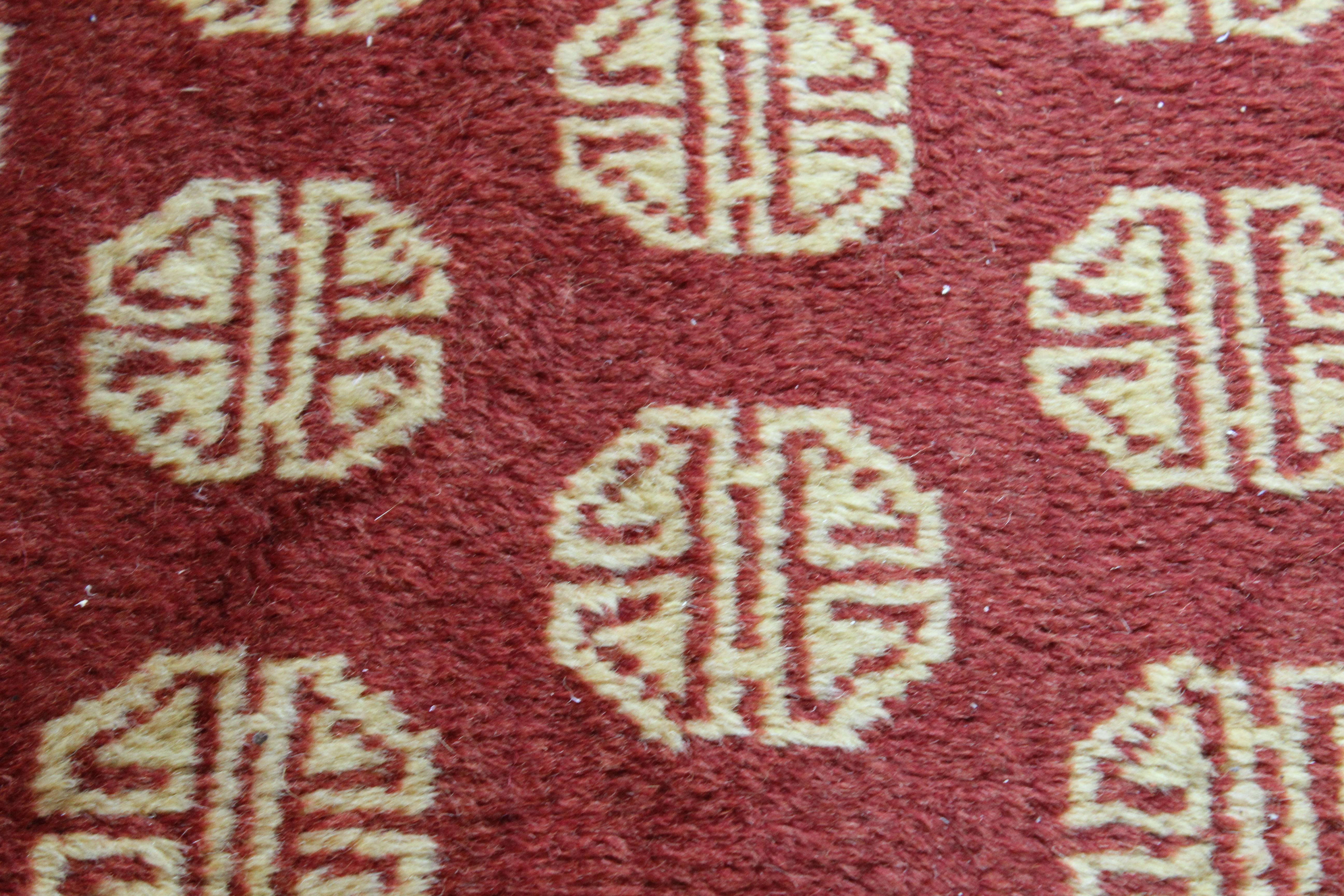 Mid-20th Century Pair of Chinese Red Geometric Design Rugs, circa 1930 For Sale