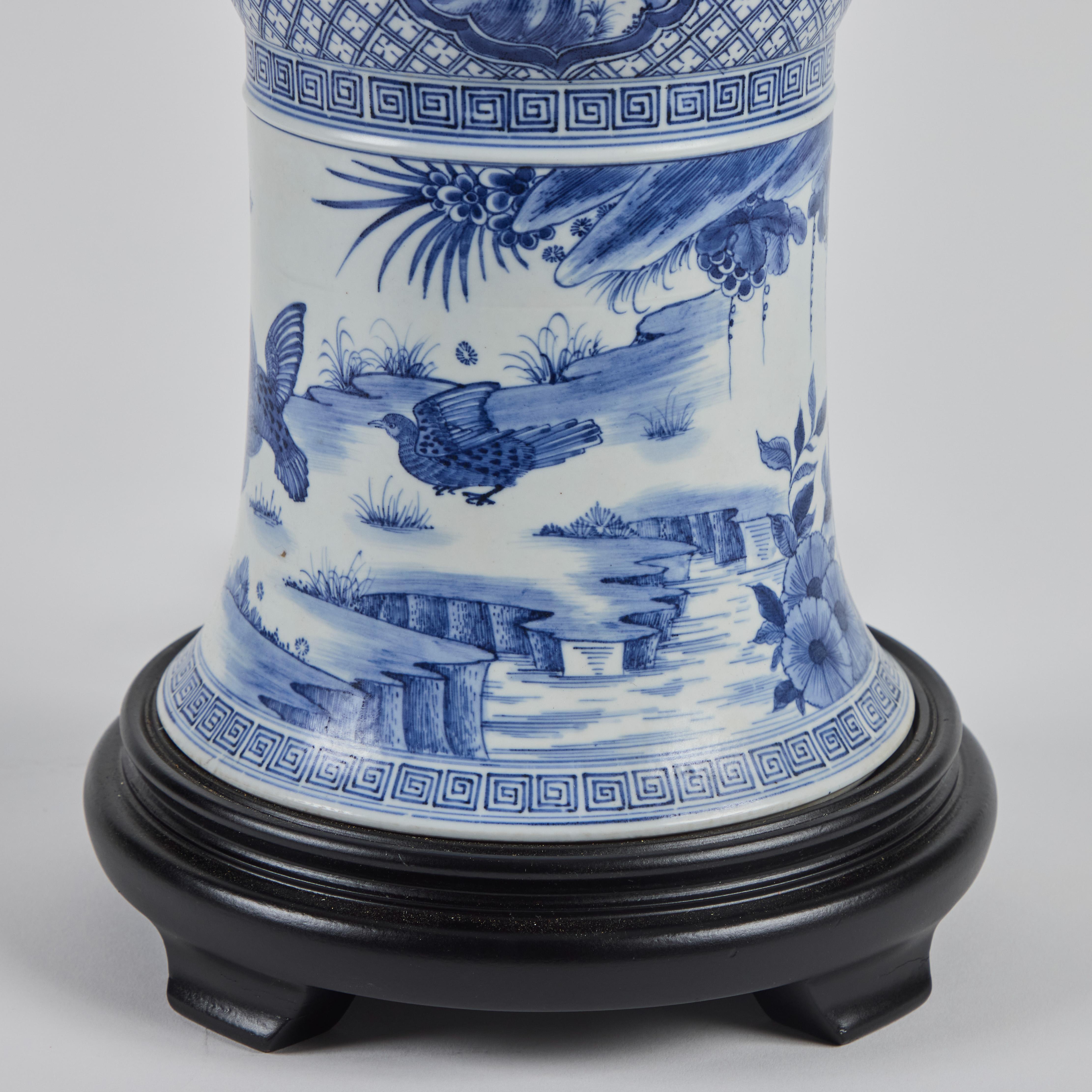 Pair Chinese  Republic Period Porcelain Vases as Lamps For Sale 4