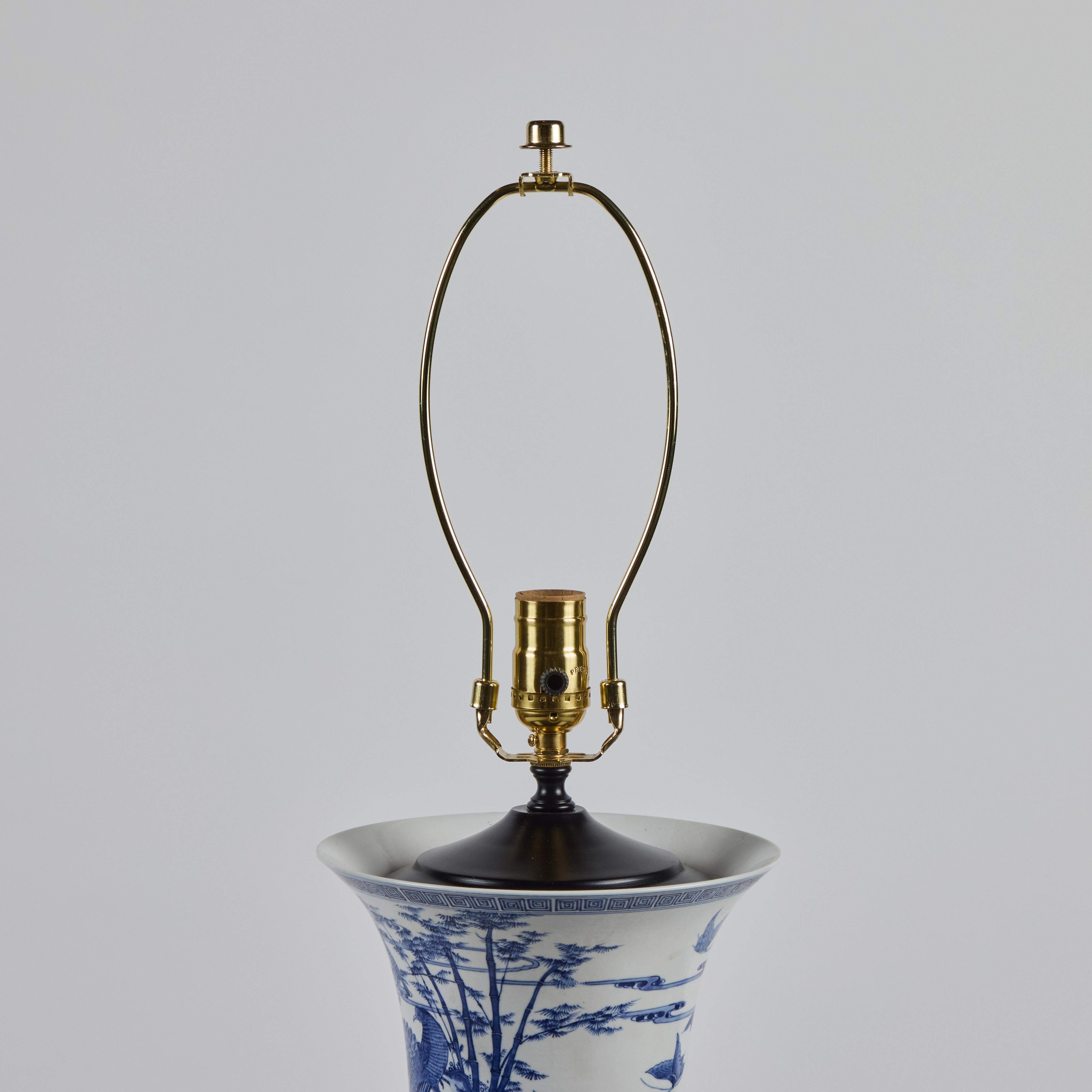 Pair Chinese  Republic Period Porcelain Vases as Lamps For Sale 5