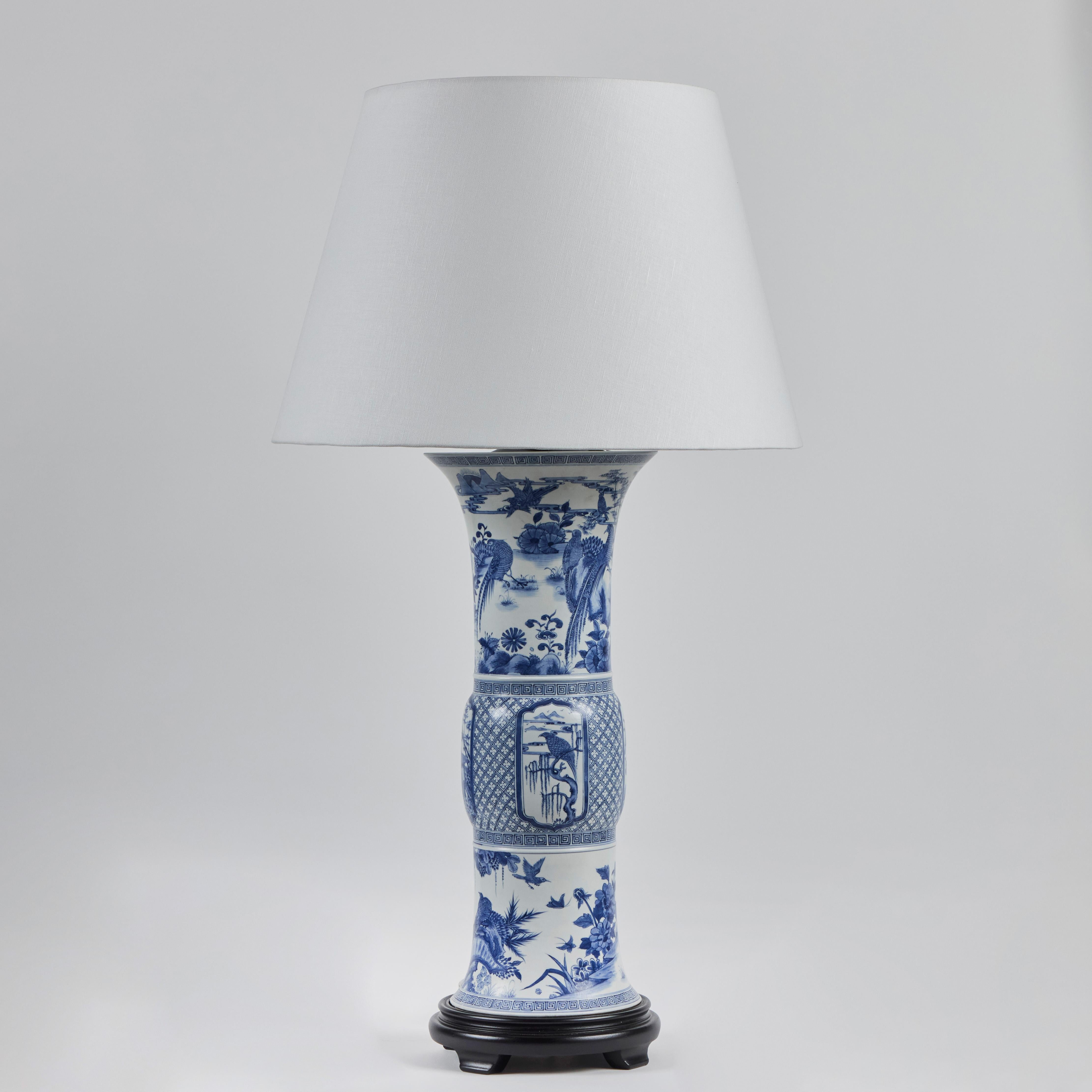 Pair Chinese  Republic Period Porcelain Vases as Lamps In Excellent Condition For Sale In Los Angeles, CA