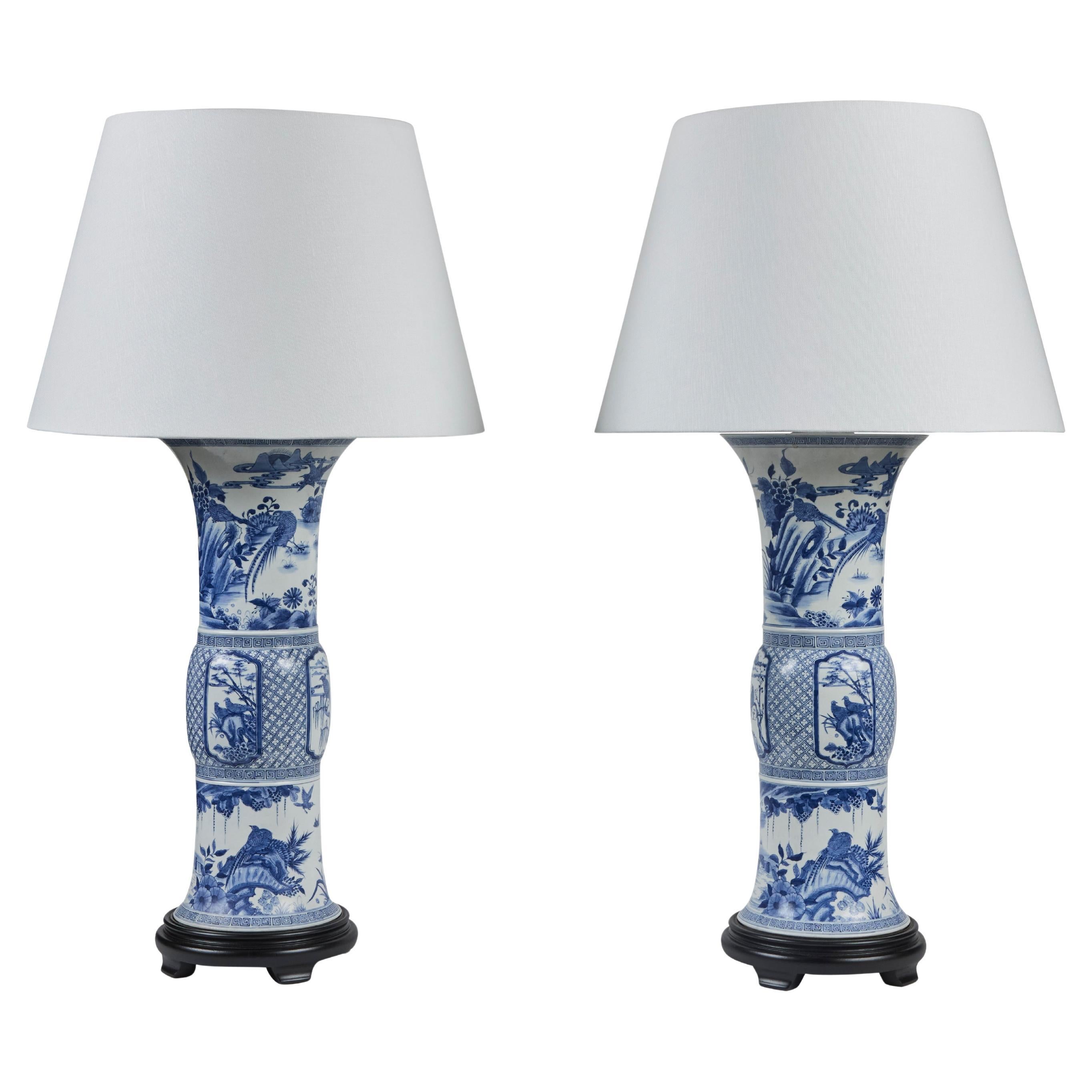Paar Chinesisch  Porzellanvasen aus der Republikzeit als Lampen