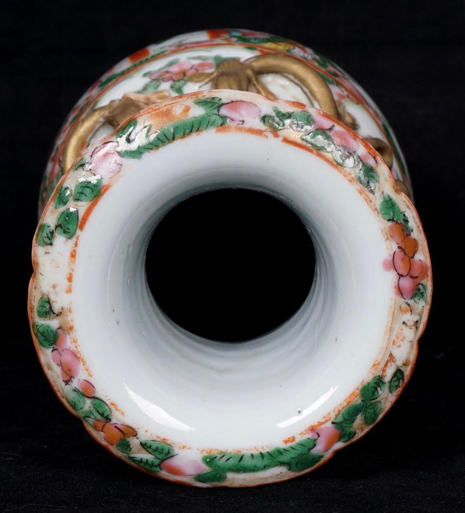 Porcelain Pair Chinese Rose Medallion Vases