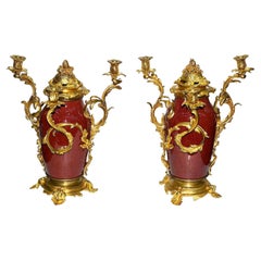 Pair Chinese Sang Du Boeuf vases / candelabra, circa 1880