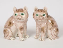 Pair of Chinese Stoneware Cats Qing Dynasty 19th Century