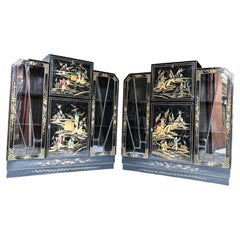 Pair Chinoiserie, bureau & Cocktail Cabinets 1930s