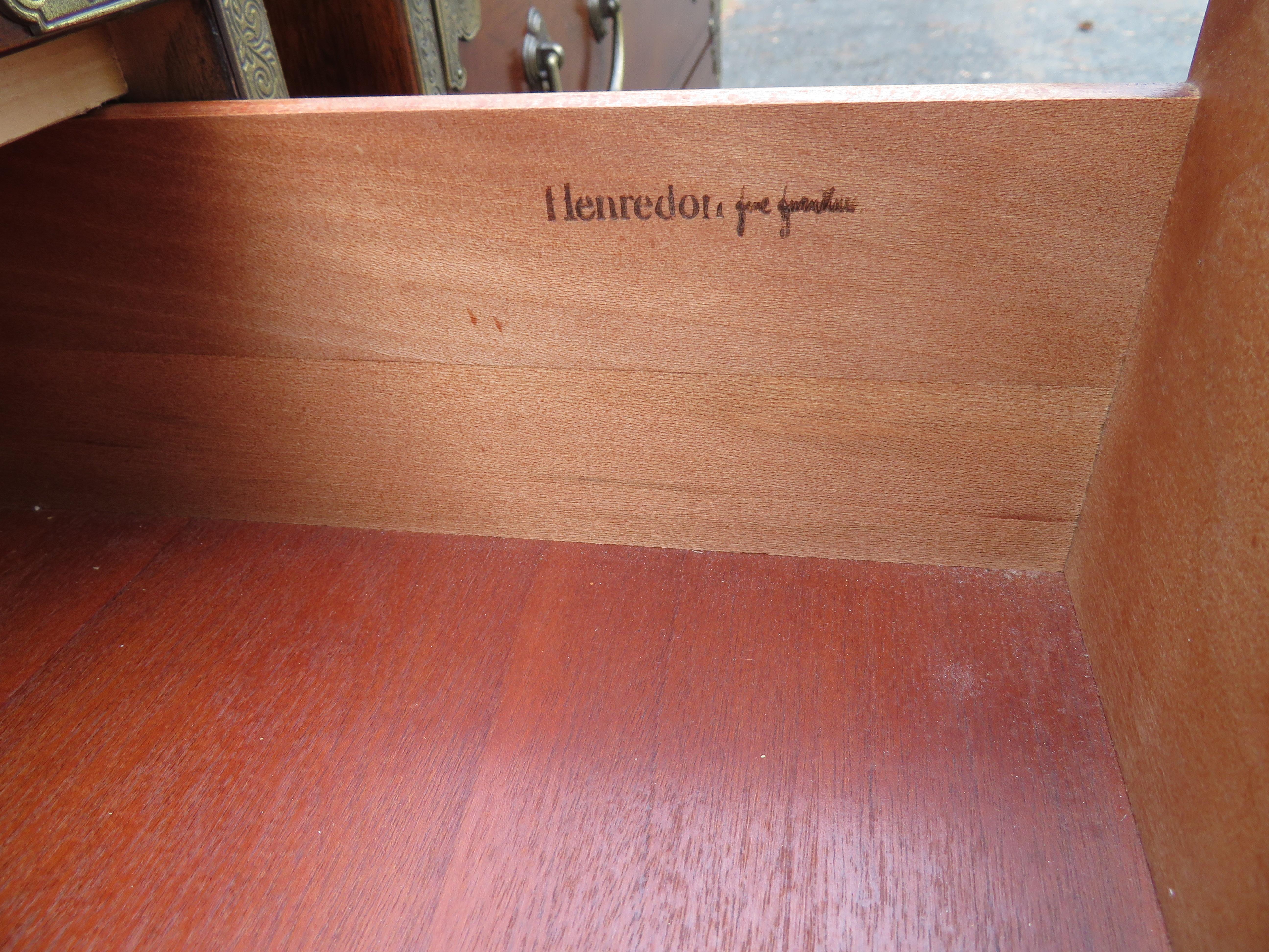 Pair Chinoiserie Henredon Tansu Campaign Chests Nightstands Mid-Century Modern 9