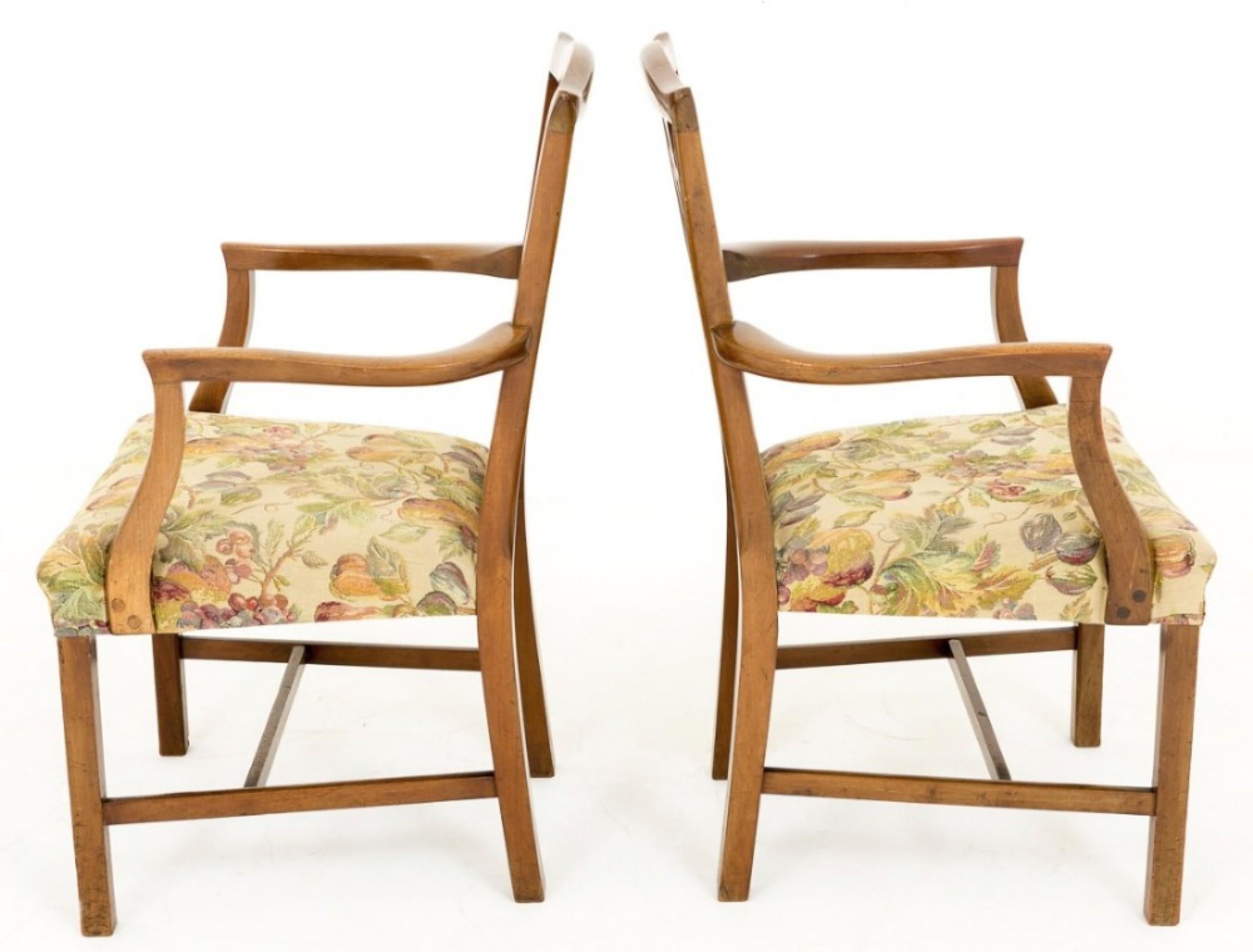 Pair Chippendale Arm Chairs Mahogany Antique, 1800 4