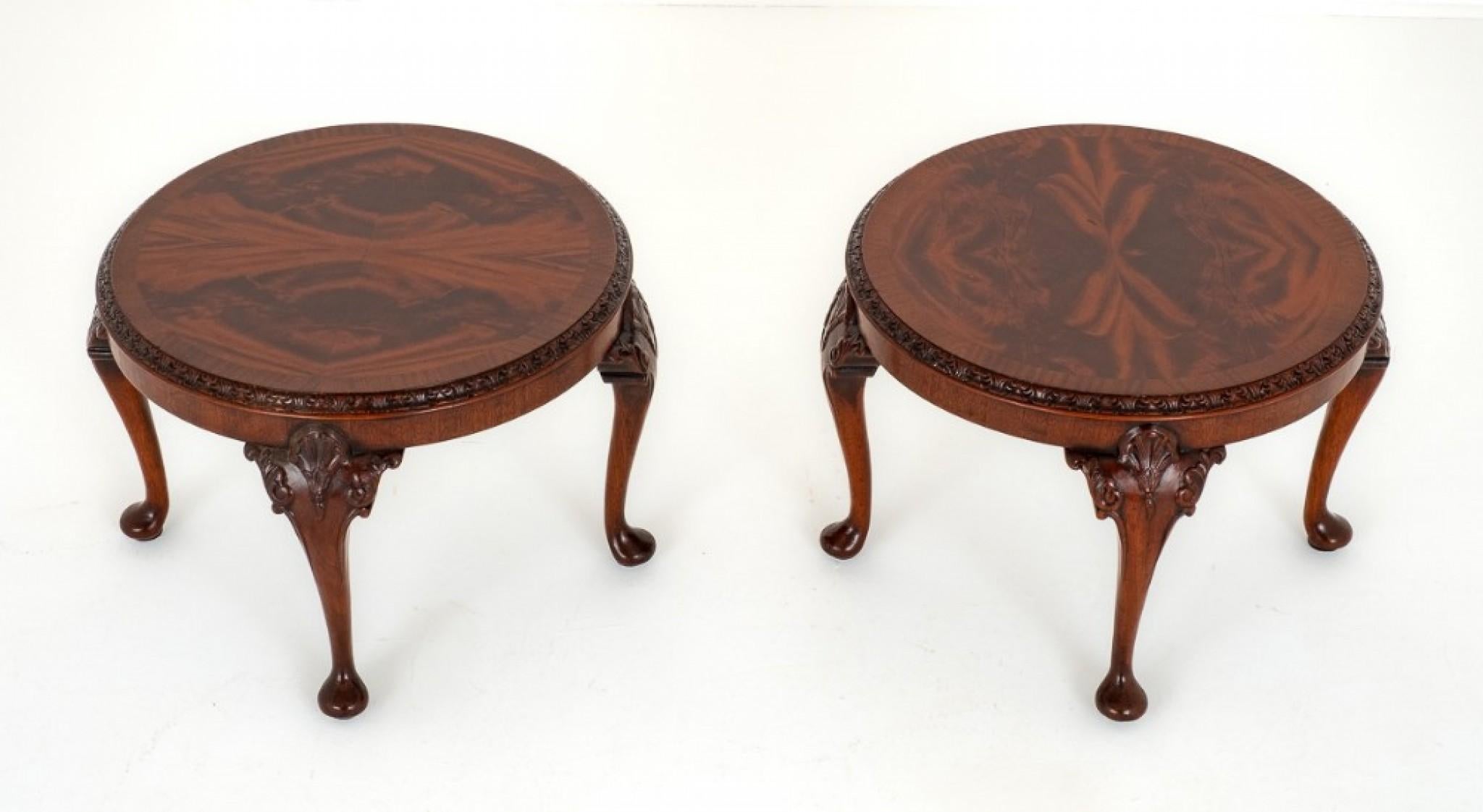 Mid-20th Century Pair Chippendale Coffee Tables Mahogany Ball and Claw For Sale